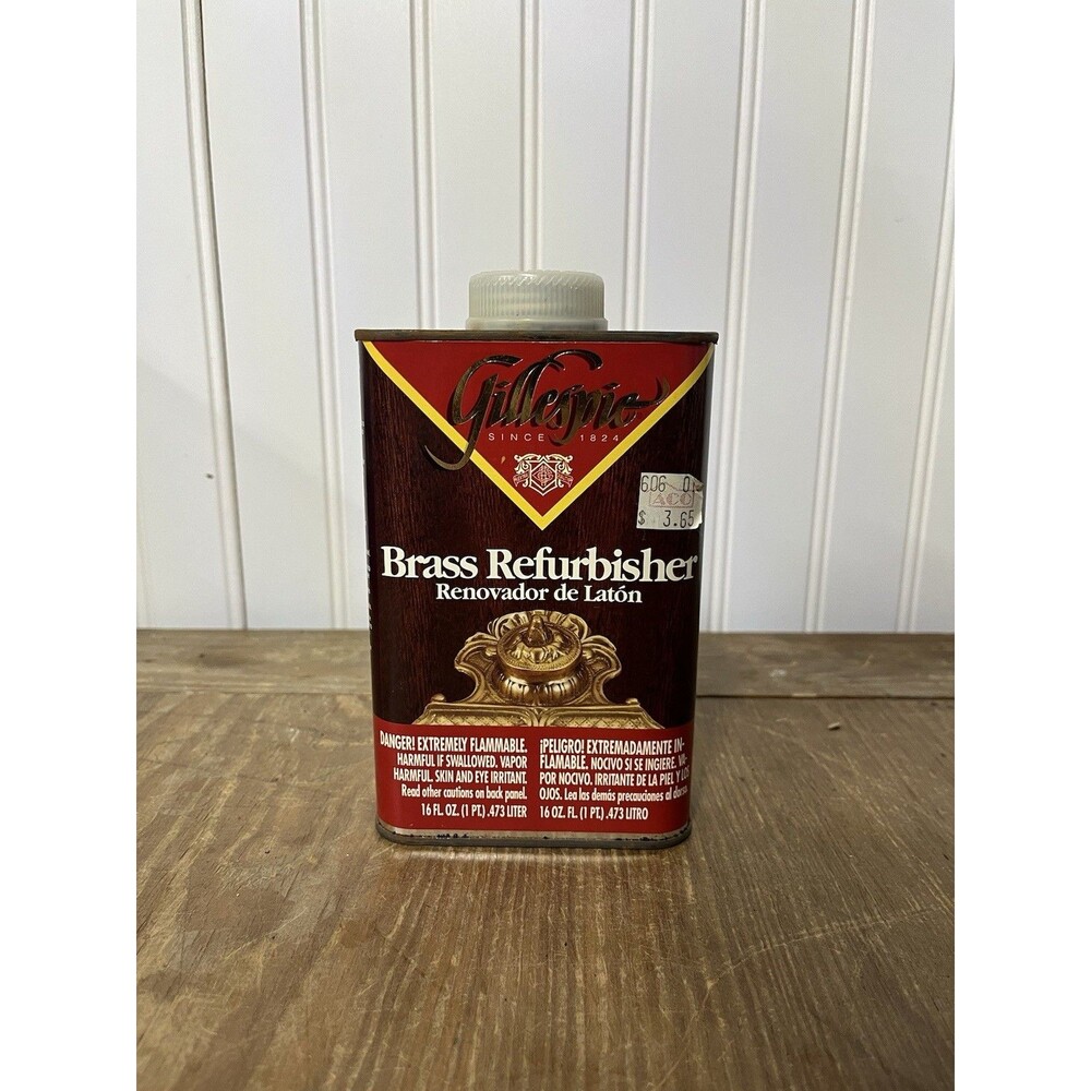 Vtg Gillespie Brass Restorer '95 Tin Prop  Full Usa BR86.1 Household Cleaner